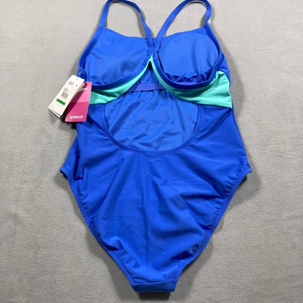 Speedo One Piece Swimsuit Womens Large Blue Performance